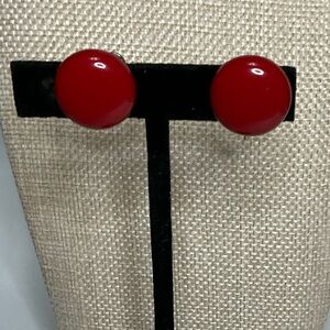 Vintage Red Dome Red Screw backs Earrings